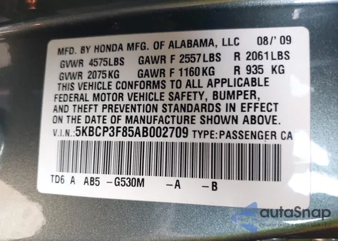 2010 Honda Accord 3.5 Ex-L from USA, damaged, VIN 5KBCP3F85AB002709